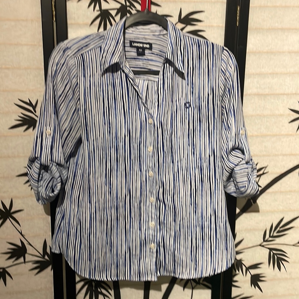 Chase Bank watercolor stripes top